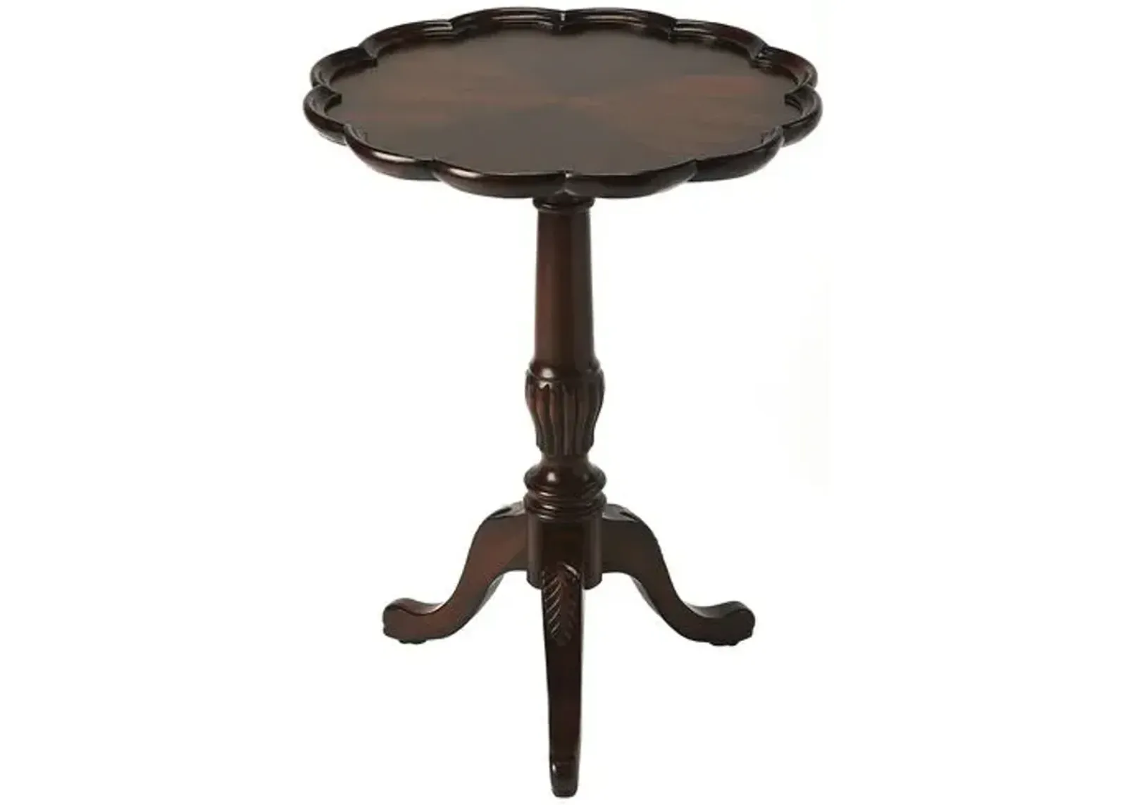 Nadia Scallop Pedestal Side Table - Brown