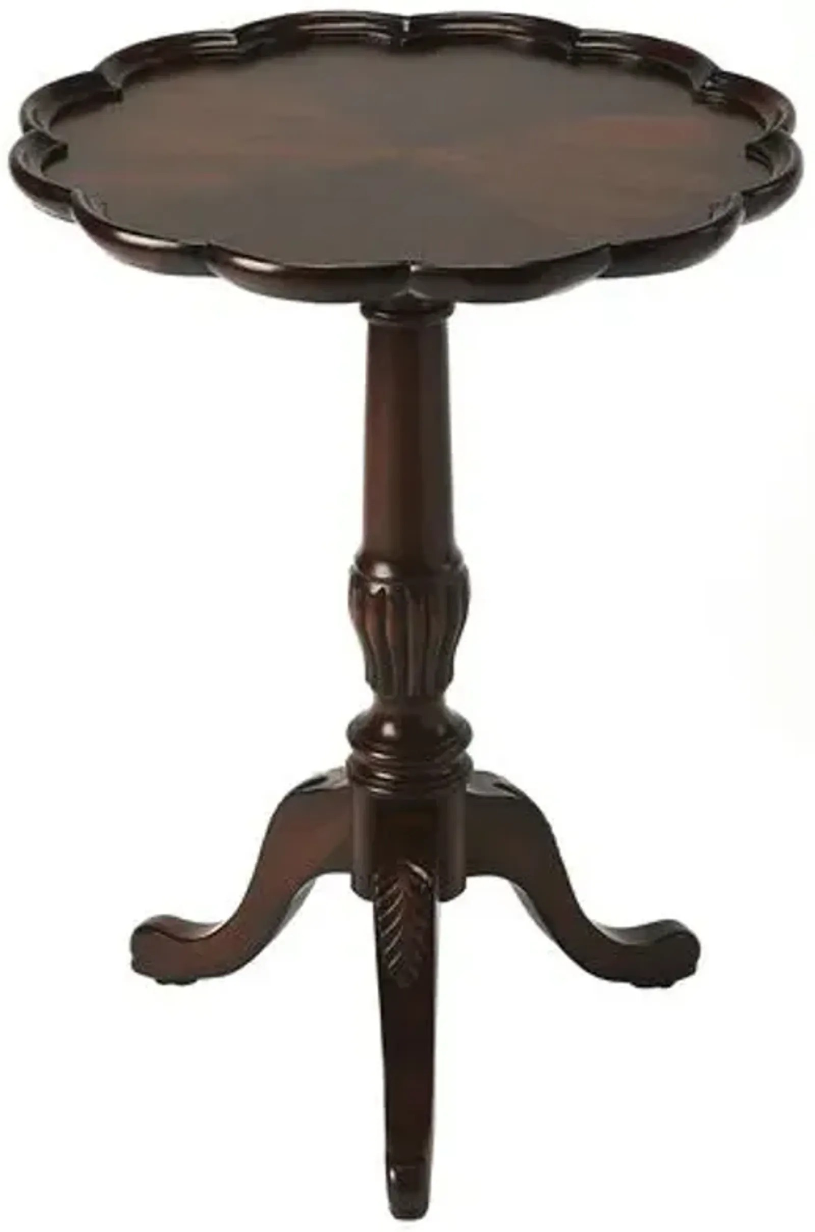 Nadia Scallop Pedestal Side Table - Brown