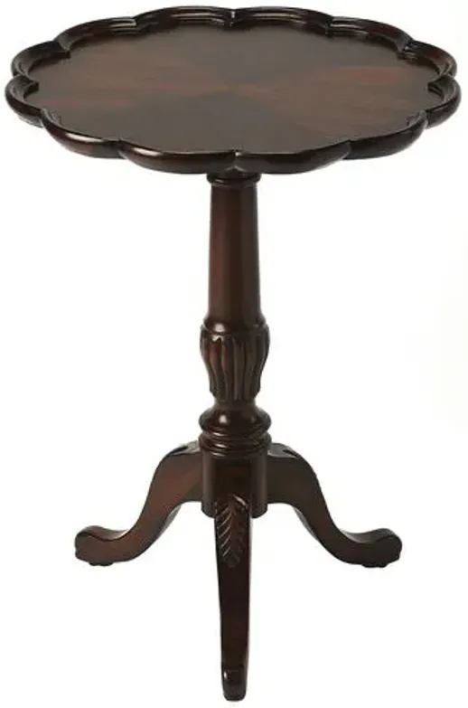 Nadia Scallop Pedestal Side Table - Brown