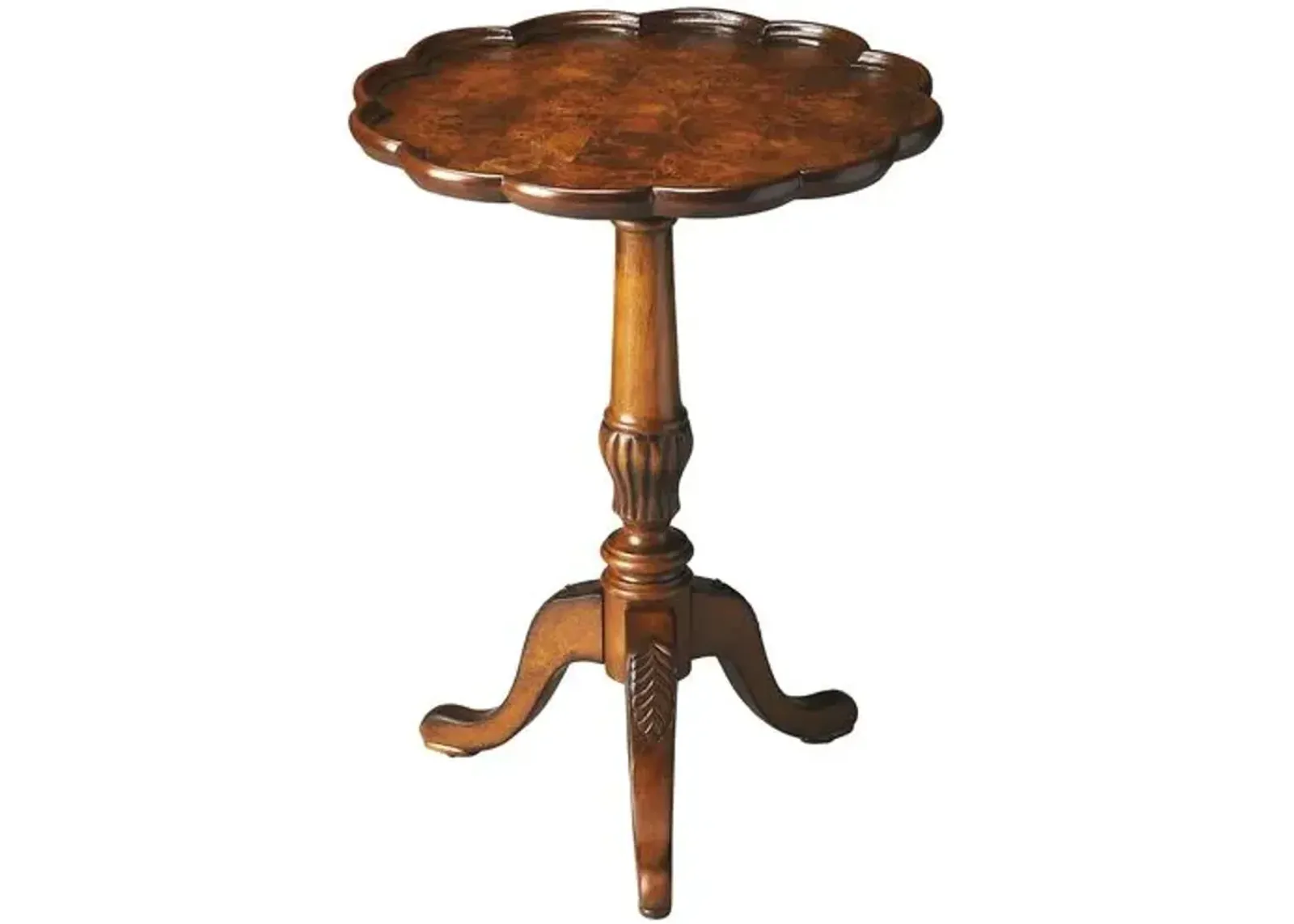 Nadia Scallop Pedestal Side Table - Brown