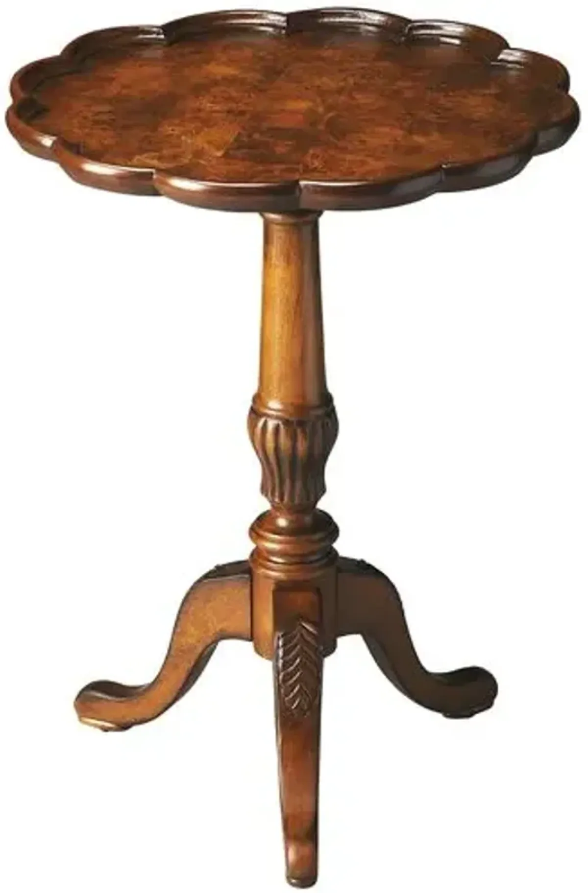 Nadia Scallop Pedestal Side Table - Brown