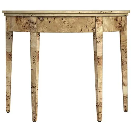 Ruth Demilune Burl 36" Console Table - Brown