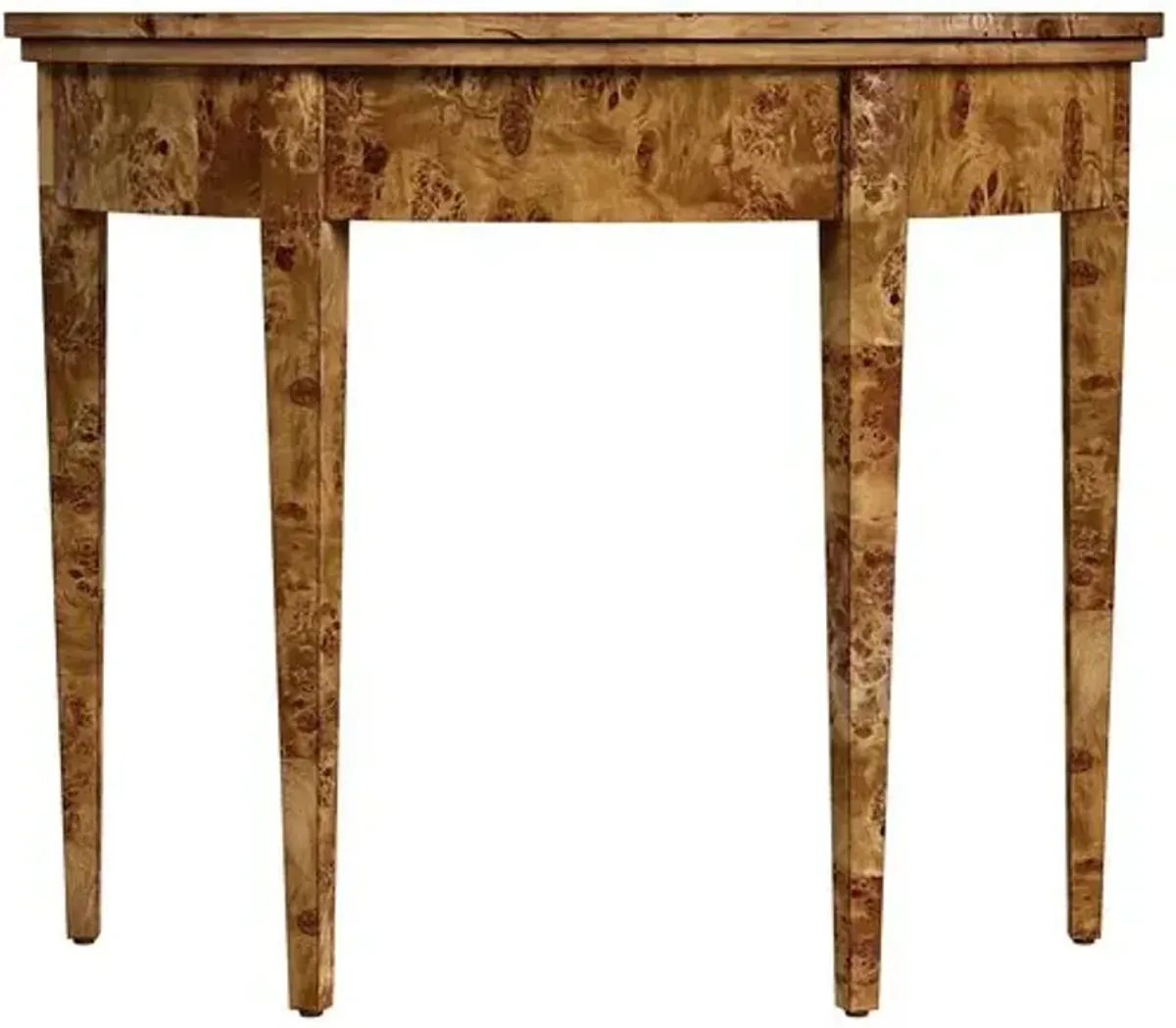 Ruth Demilune Burl 36" Console Table - Brown