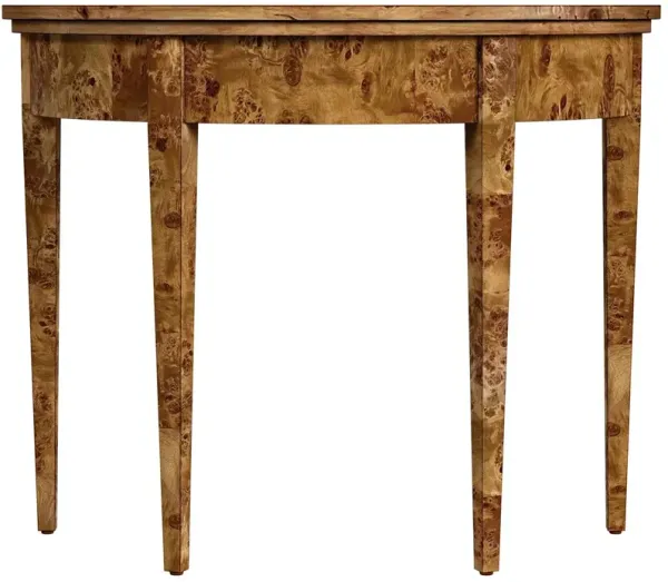 Ruth Demilune Burl 36" Console Table