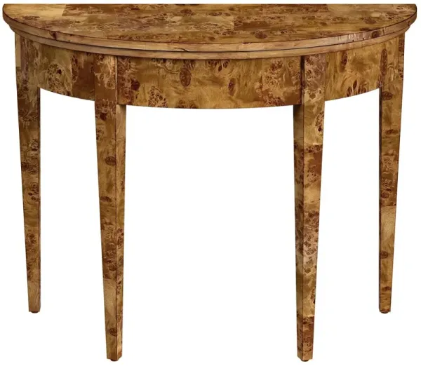 Ruth Demilune Burl 36" Console Table