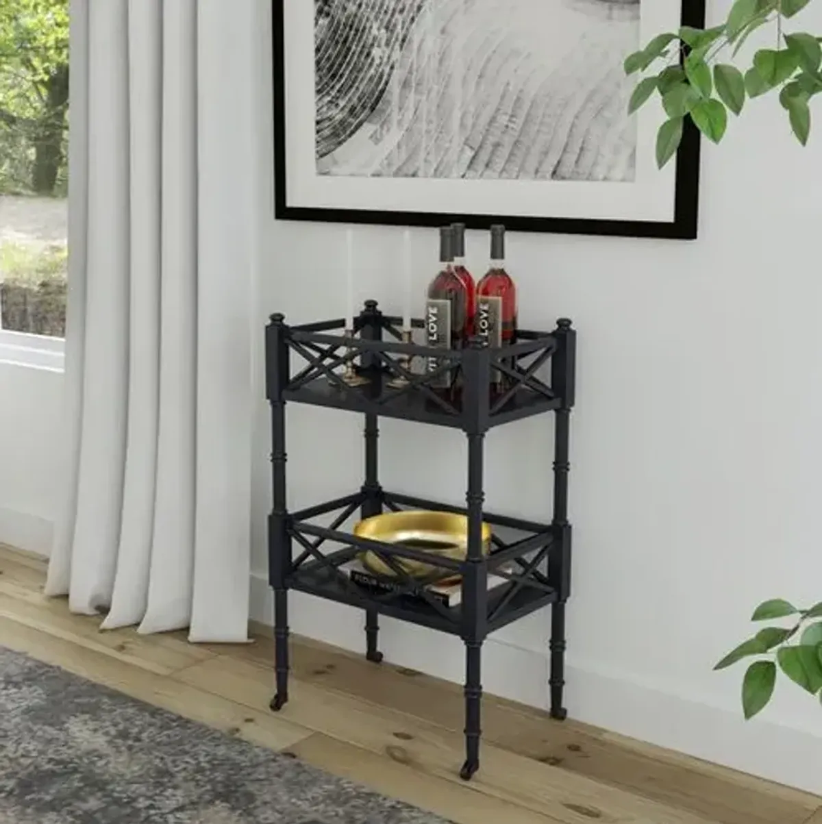 Kerry 2-Tier Bar Cart - Black Licorice