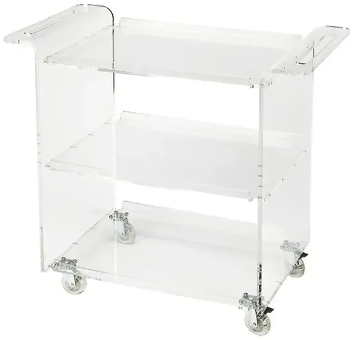 Milly 3-Tier Acrylic Bar Cart - Clear - Handcrafted