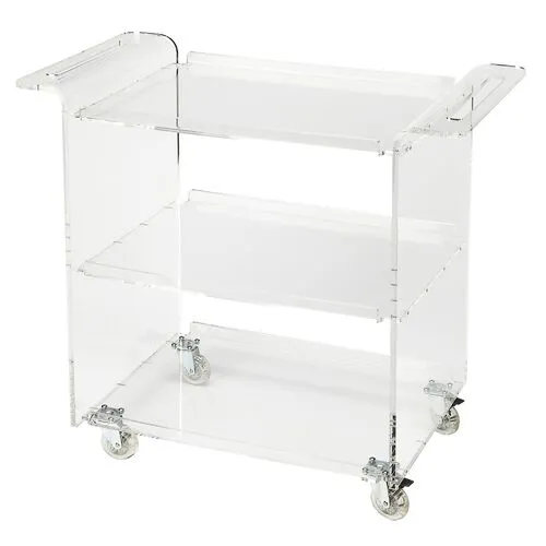 Milly 3-Tier Acrylic Bar Cart - Clear - Handcrafted