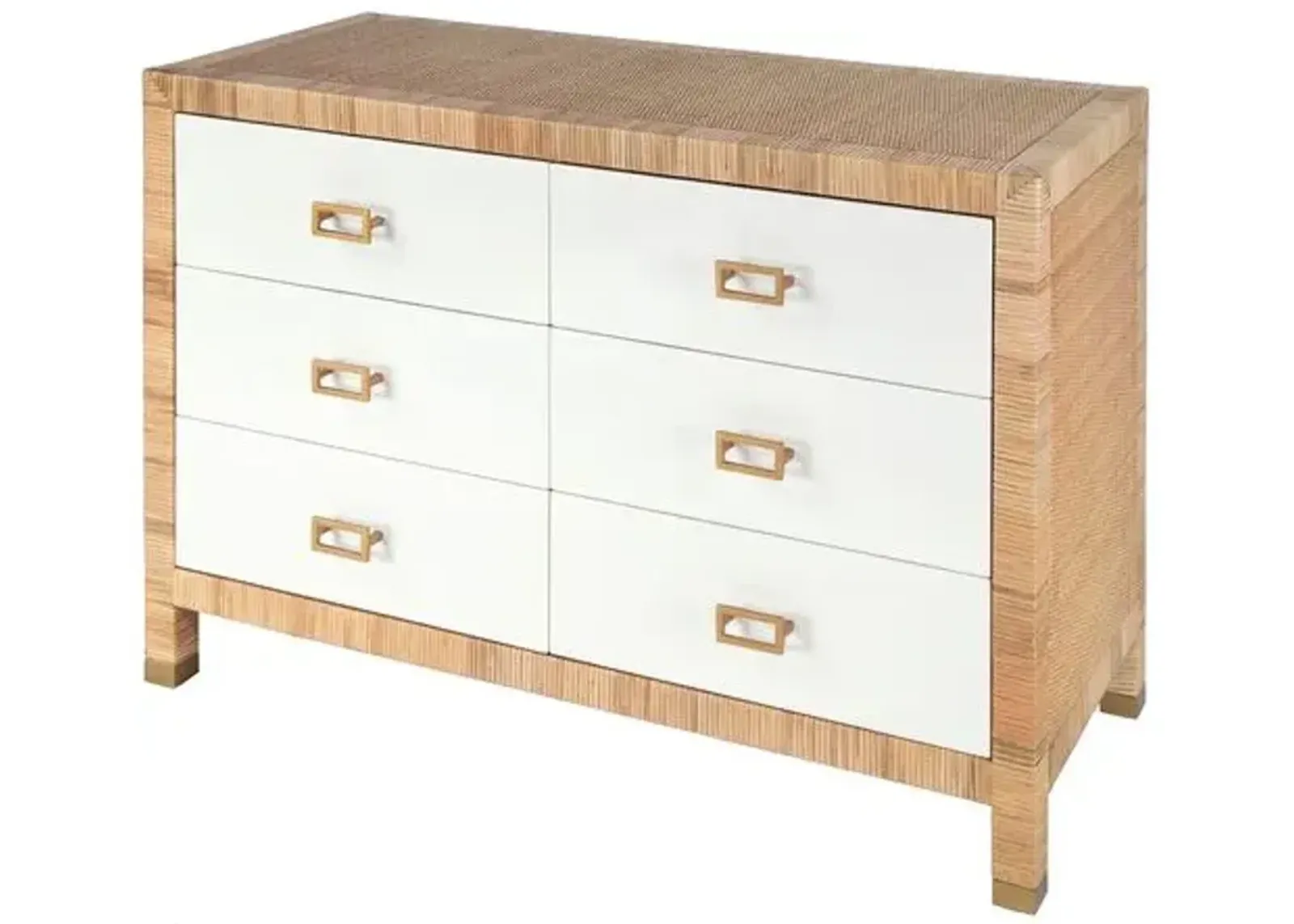 Solomon Rattan 6-Drawer Double Dresser - Natural/White