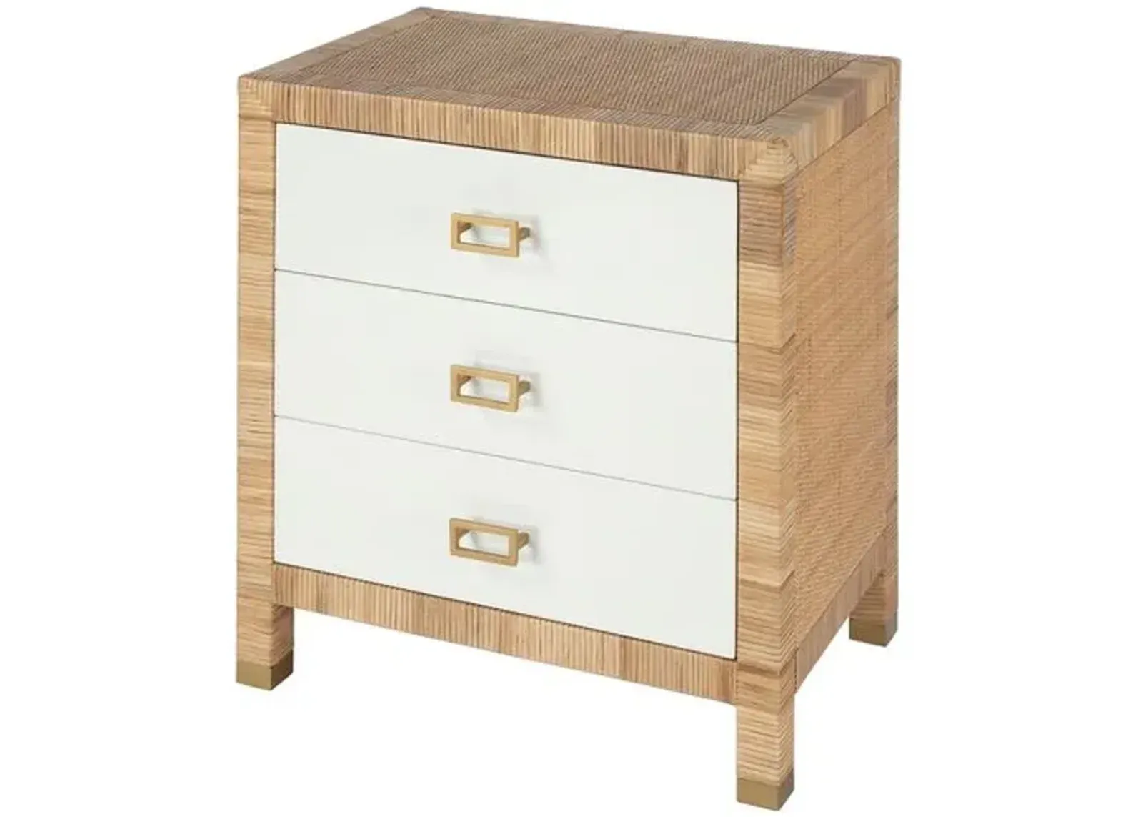 Solomon Rattan 3-Drawer Nightstand - Natural/White