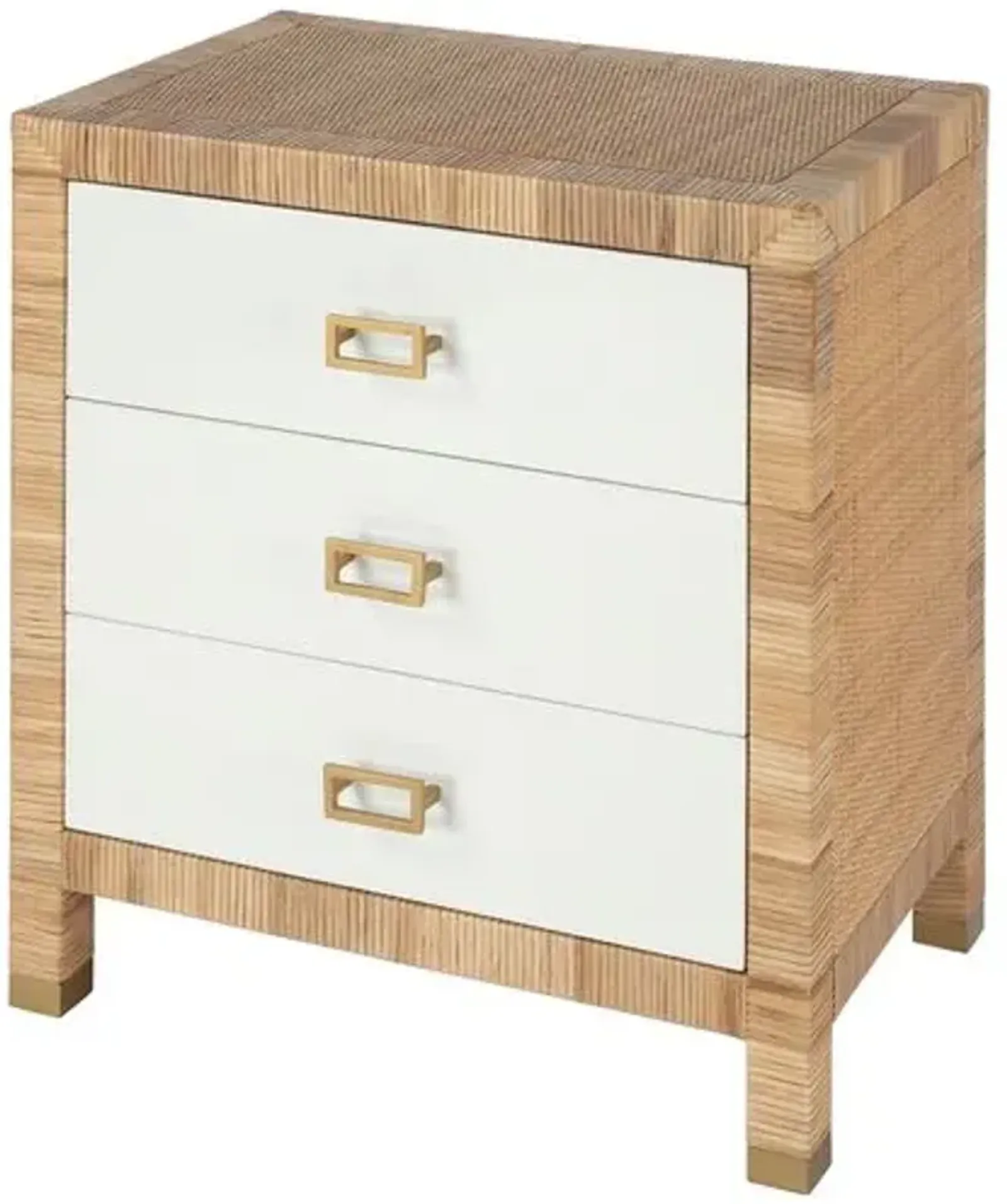 Solomon Rattan 3-Drawer Nightstand - Natural/White