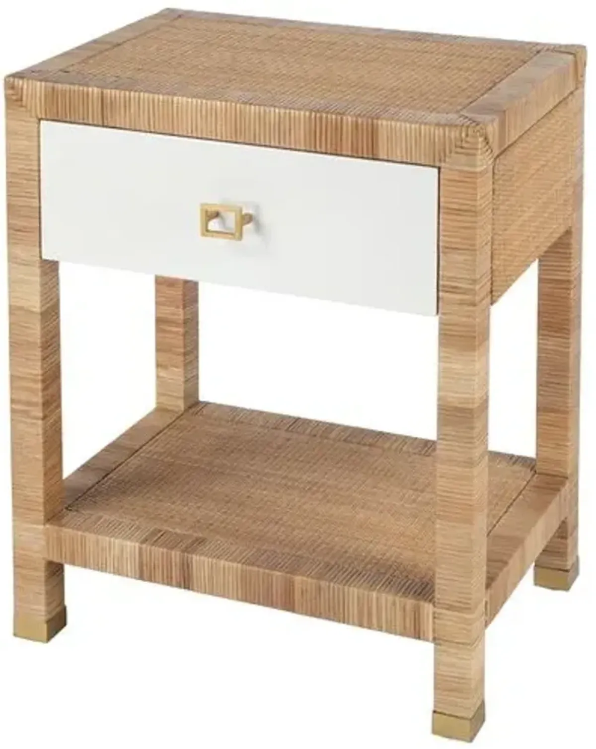 Solomon Rattan 1-Drawer Nightstand - Natural/White