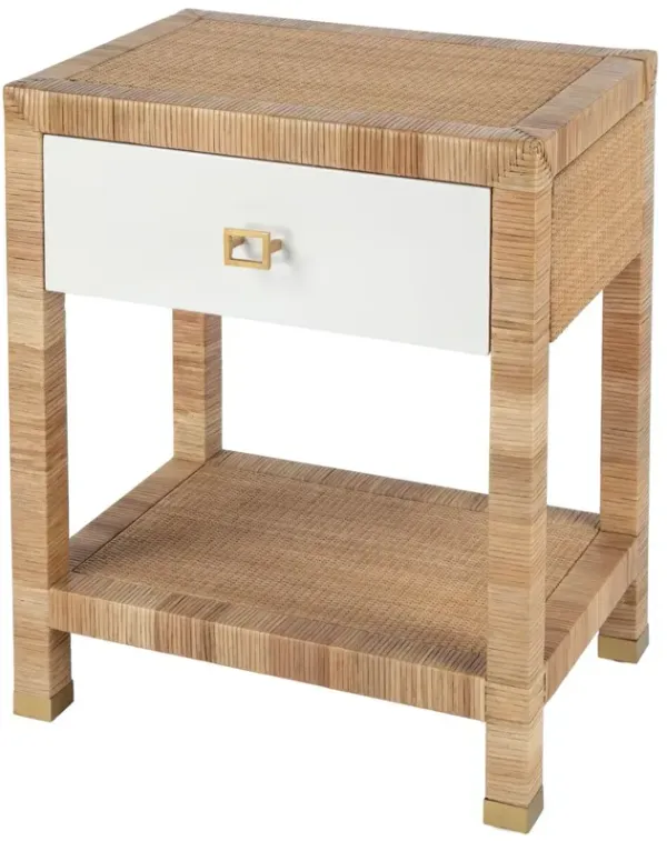 Solomon Rattan 1-Drawer Nightstand, Natural/White