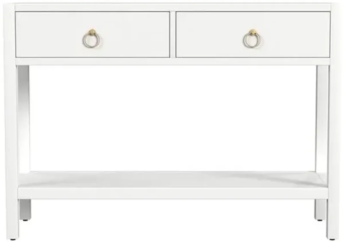 Sully 2-Drawer Console Table with Lower Open Shelf - White