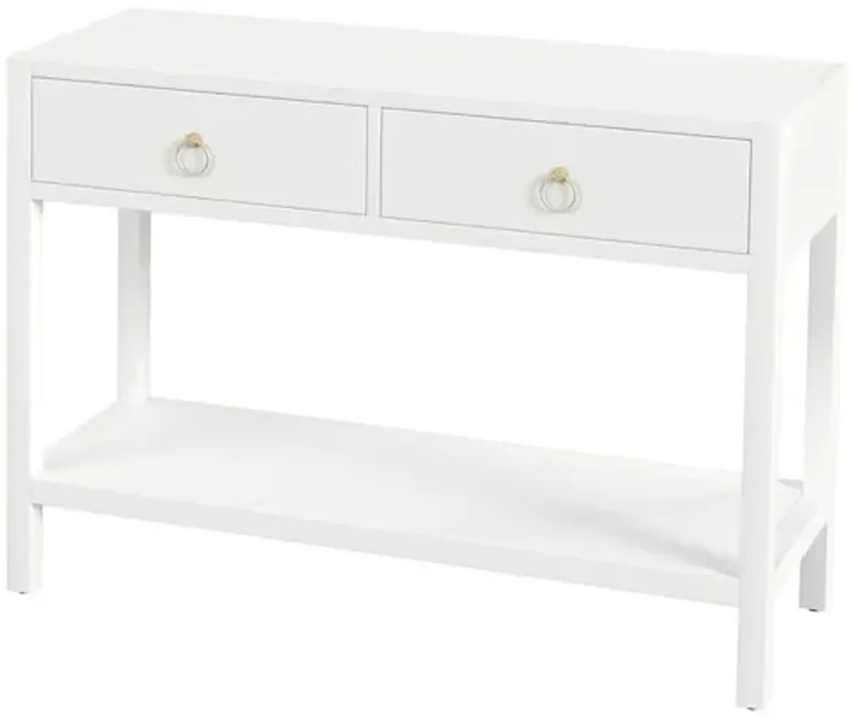 Sully 2-Drawer Console Table with Lower Open Shelf - White