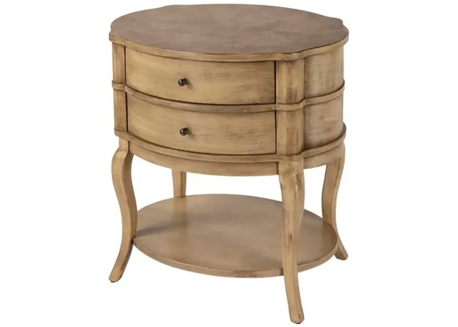 Cordelia Oval 2-Drawer Side Table - Brown