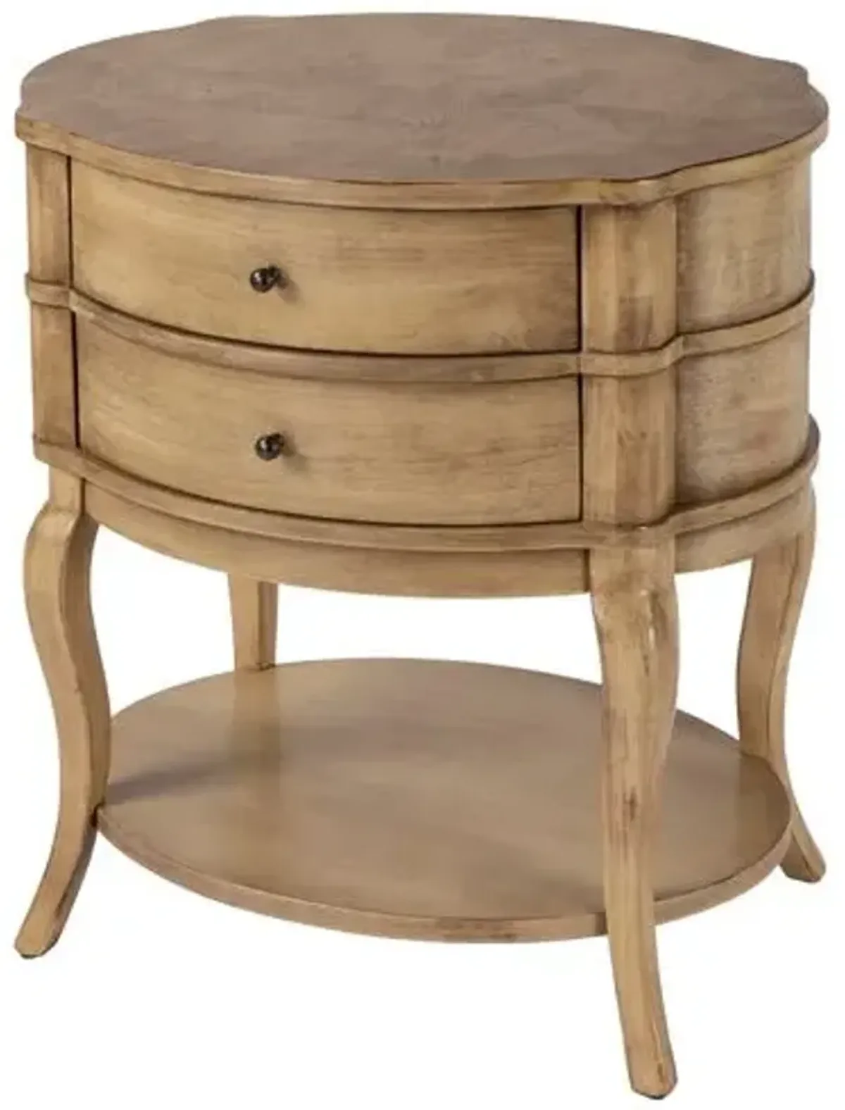 Cordelia Oval 2-Drawer Side Table - Brown