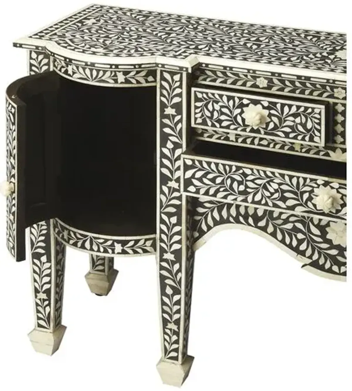 Layla Bone Inlay 57" Buffet - Black/White