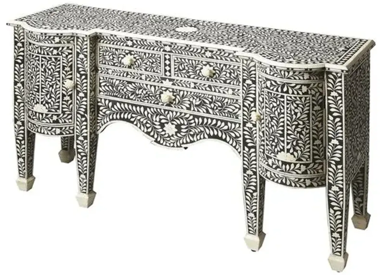 Scarla Bone Inlay 57" Buffet - Black/White