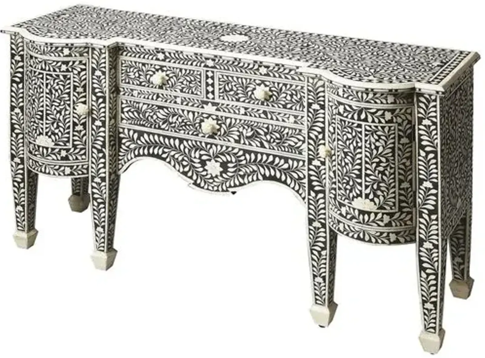 Layla Bone Inlay 57" Buffet - Black/White