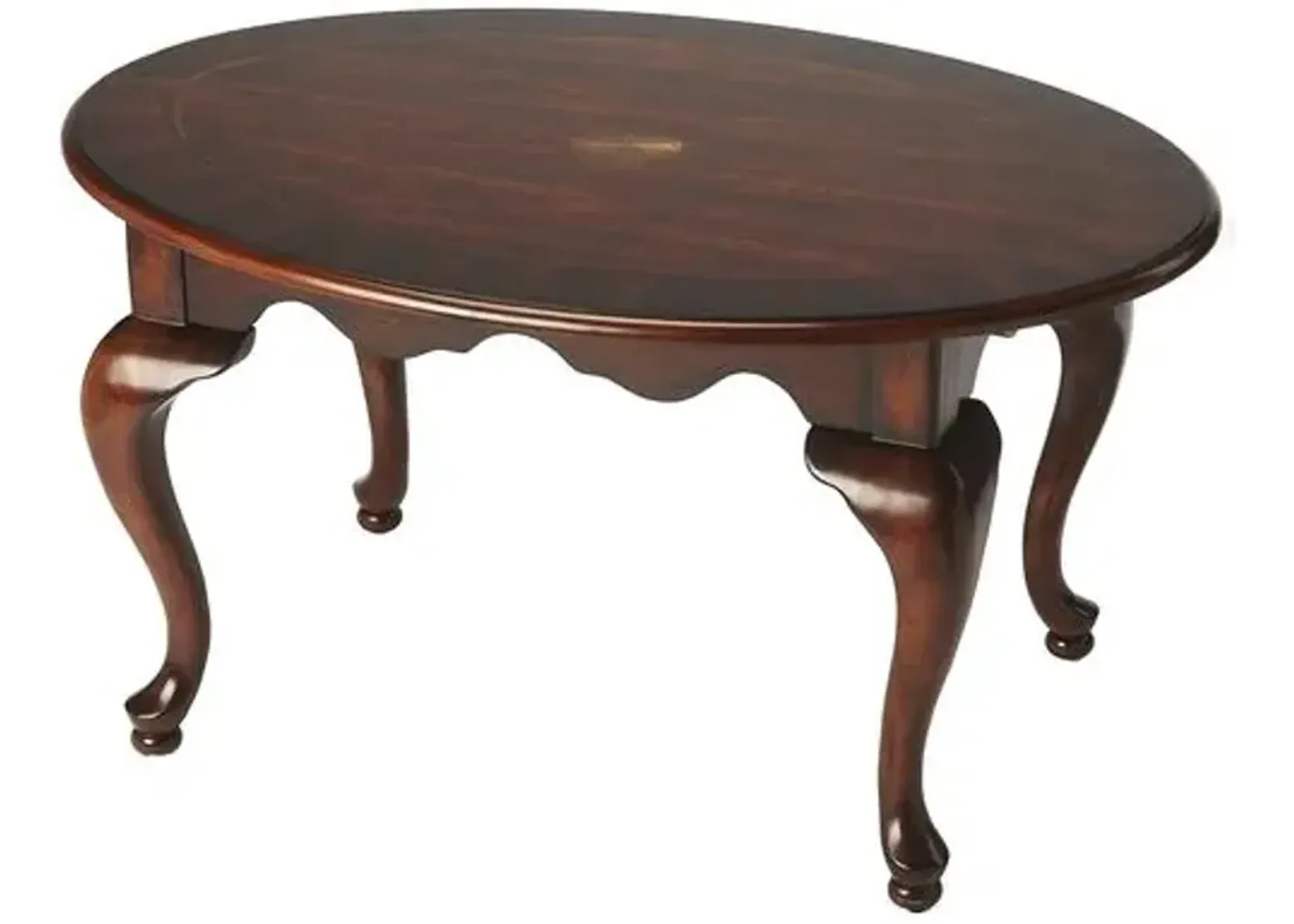 Loralie Oval Coffee Table - Cherry - Brown