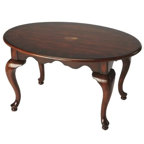 Loralie Oval Coffee Table - Cherry - Brown