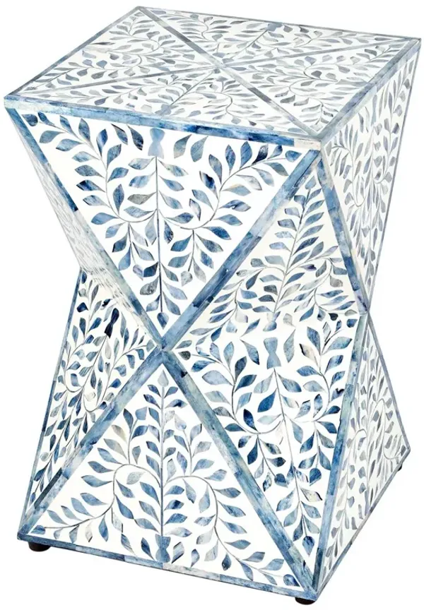 Scarla Bontanical Bone Inlay Side Table, Blue/White