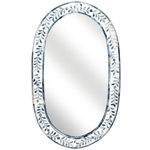 Imani Bone Inlay Wall Mirror - Blue/White