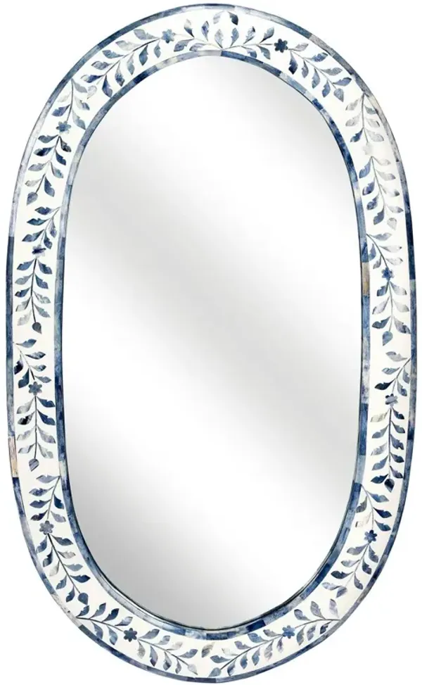 Imani Bone Inlay Wall Mirror, Blue/White