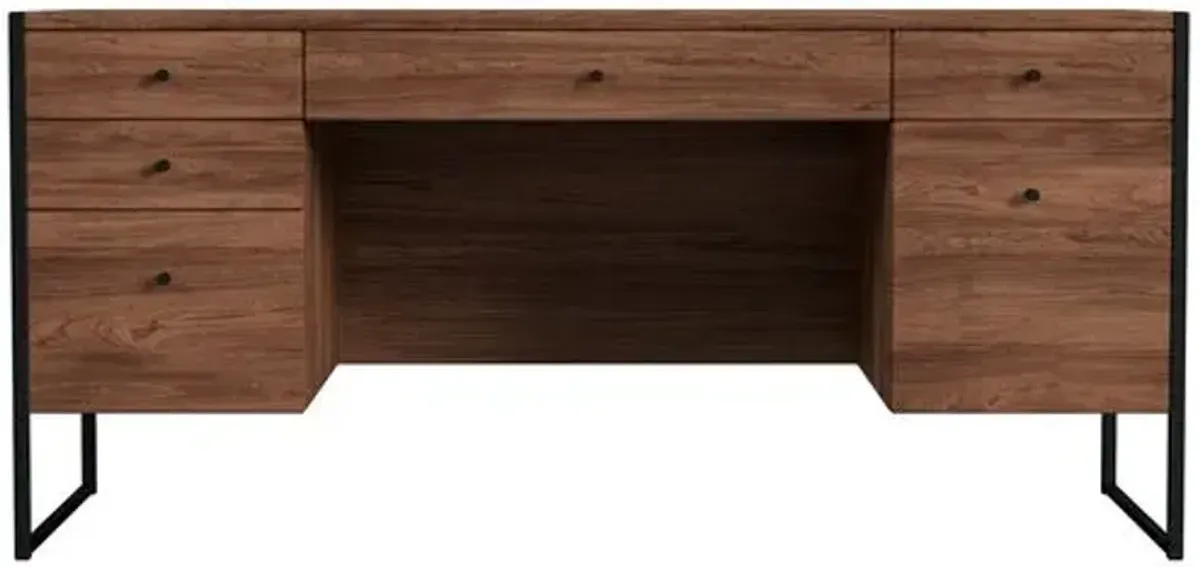 Darren 2-Drawer Writing Desk - Walnut - Brown