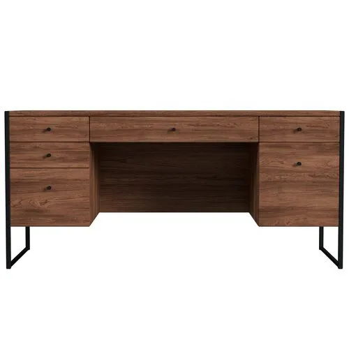 Darren 2-Drawer Writing Desk - Walnut - Brown