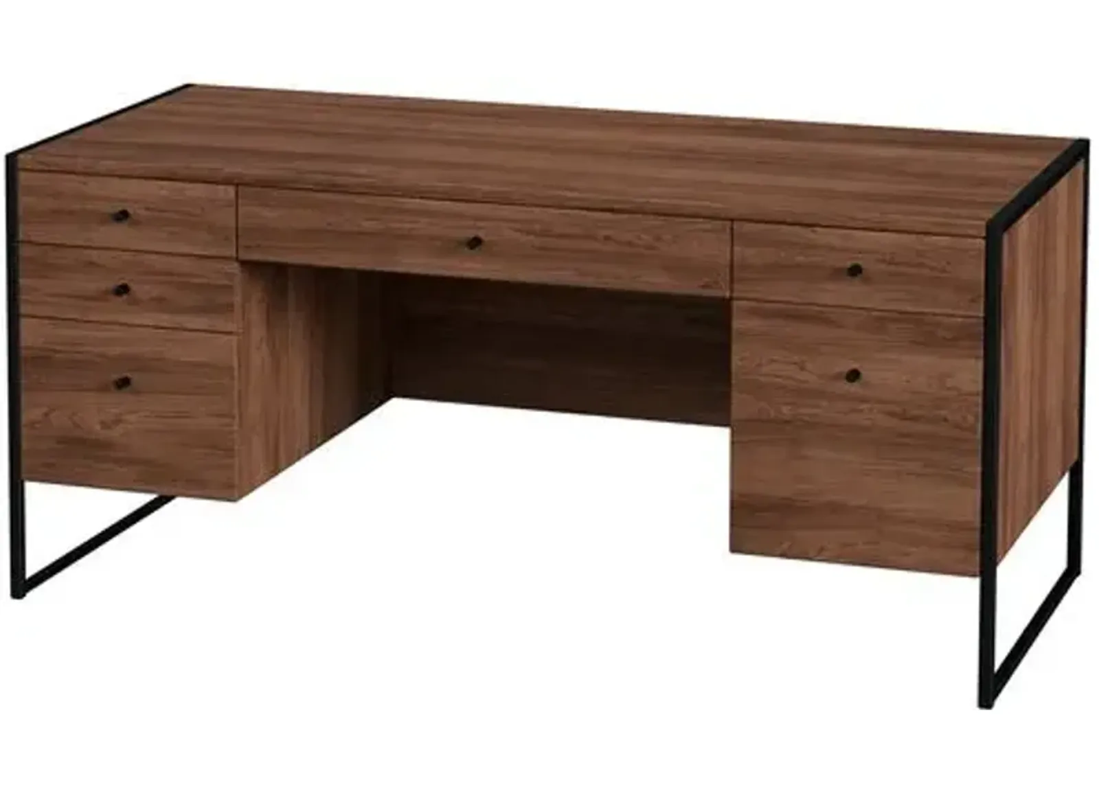 Darren 2-Drawer Writing Desk - Walnut - Brown