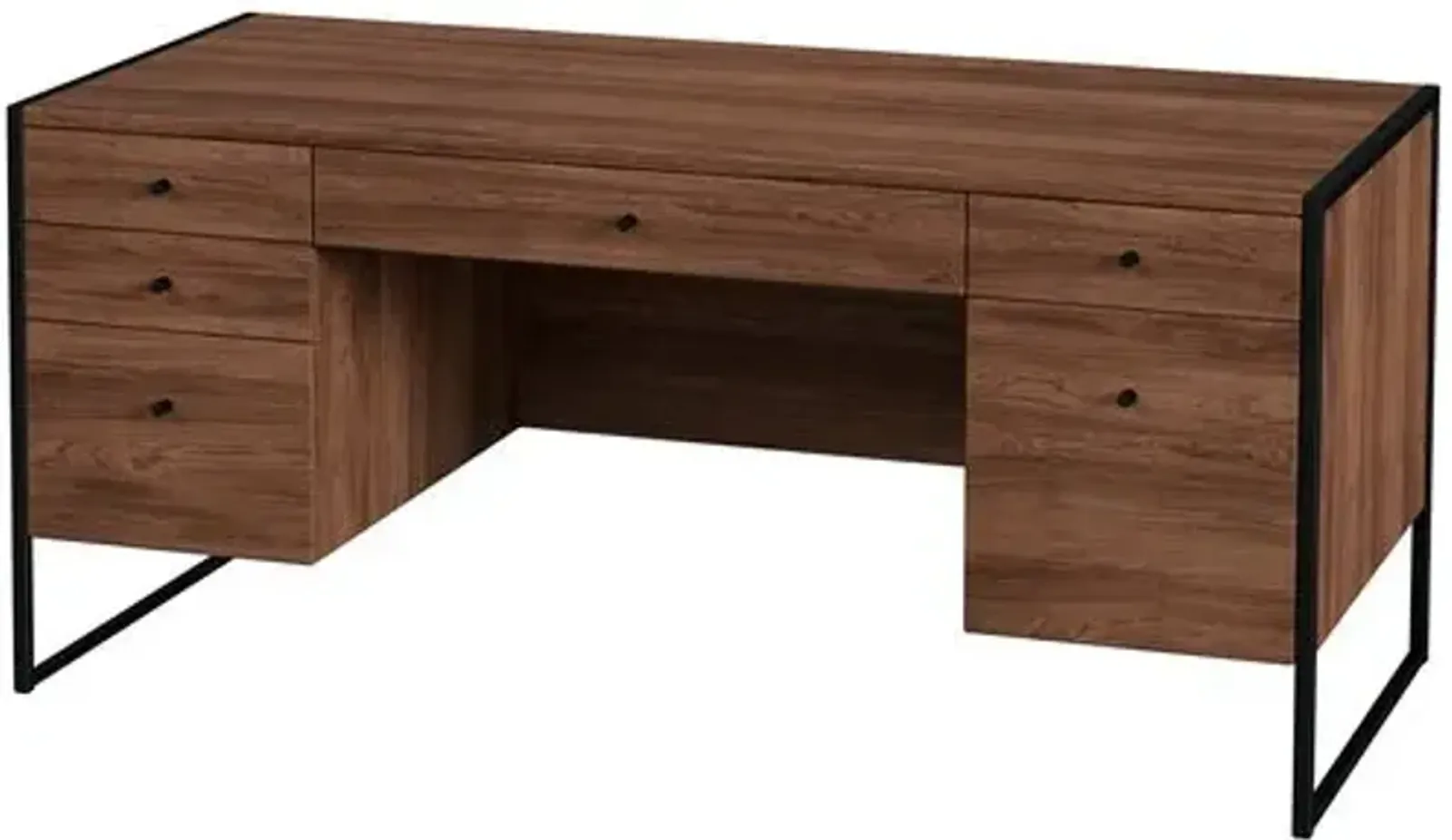 Darren 2-Drawer Writing Desk - Walnut - Brown