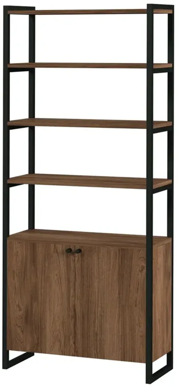Darren 73" Two-Door Bookcase Etagere, Walnut