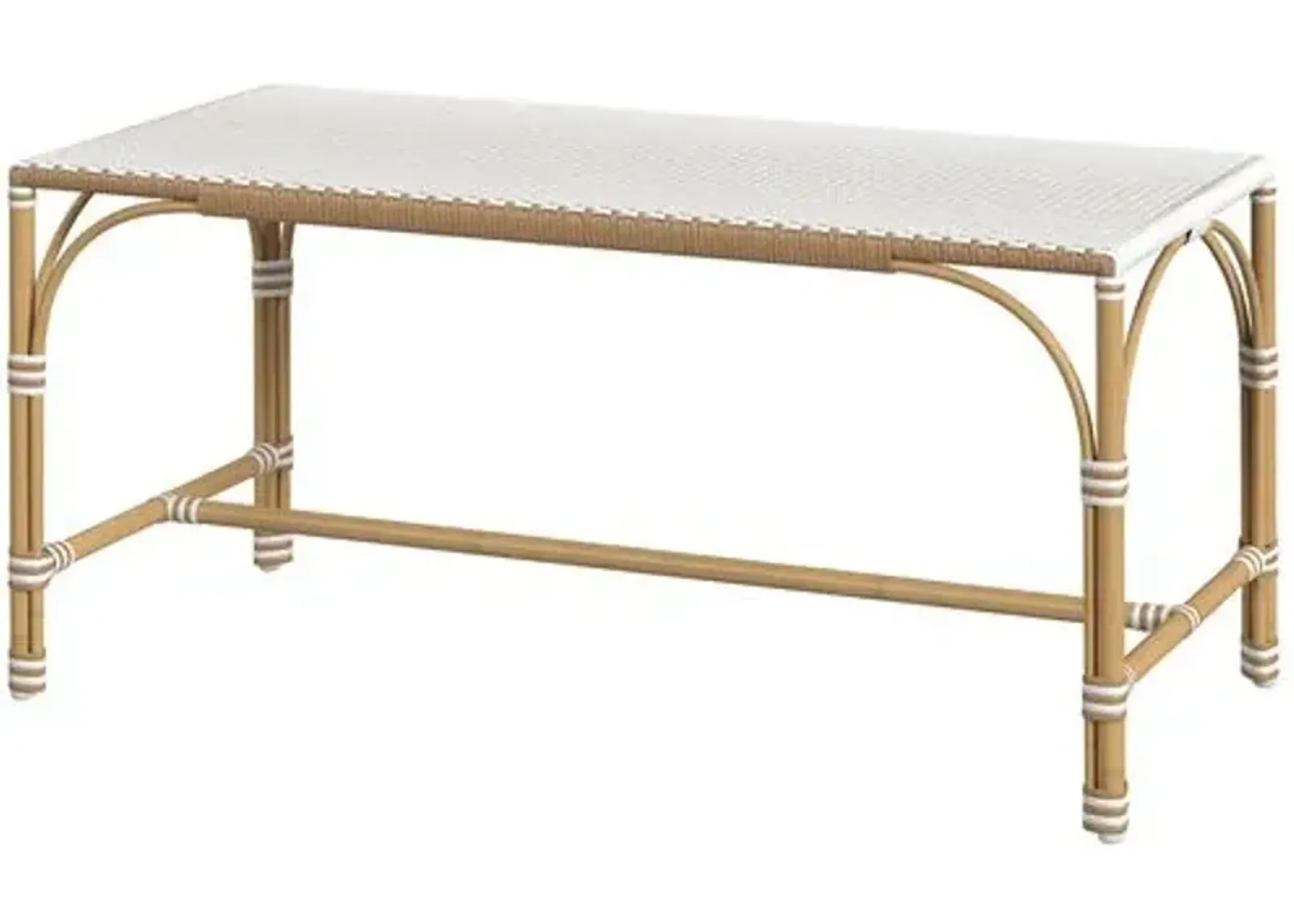 Kye Rattan Outdoor Rectangular Dining Bench - Beige