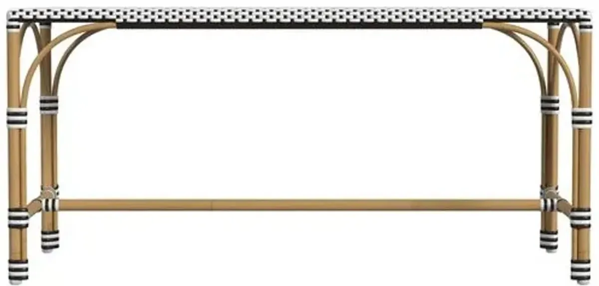 Kye Outdoor Rectangular Rattan Dining Bench - White