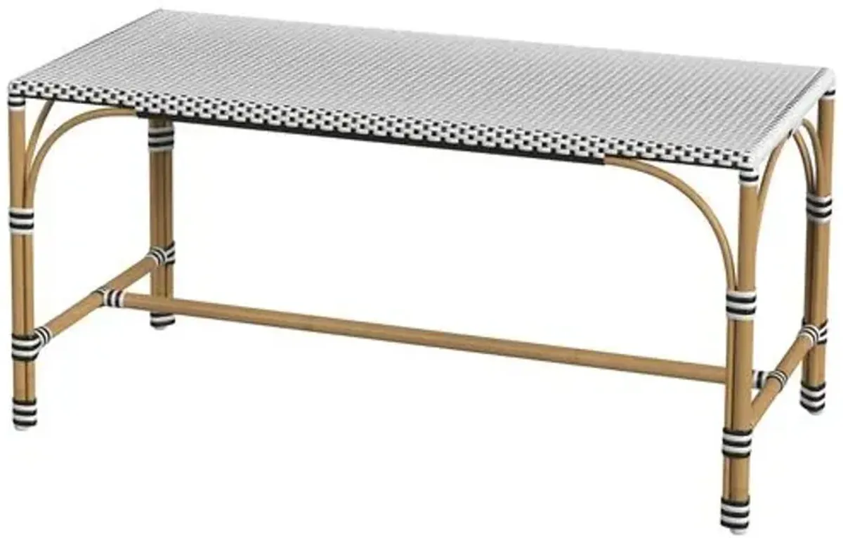 Kye Outdoor Rectangular Rattan Dining Bench - White