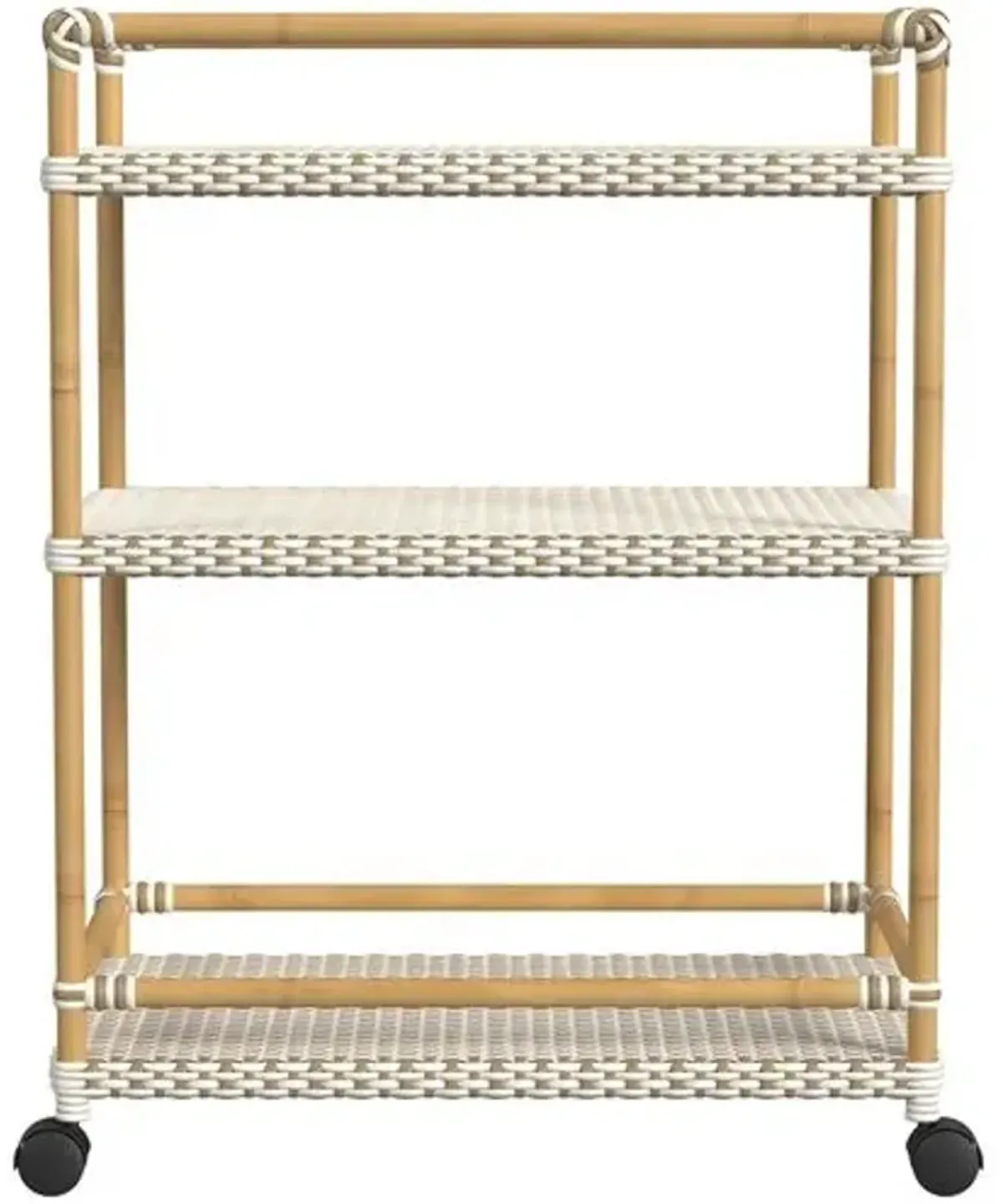 Kye Rattan Outdoor 3-Tier Bar Cart - Beige