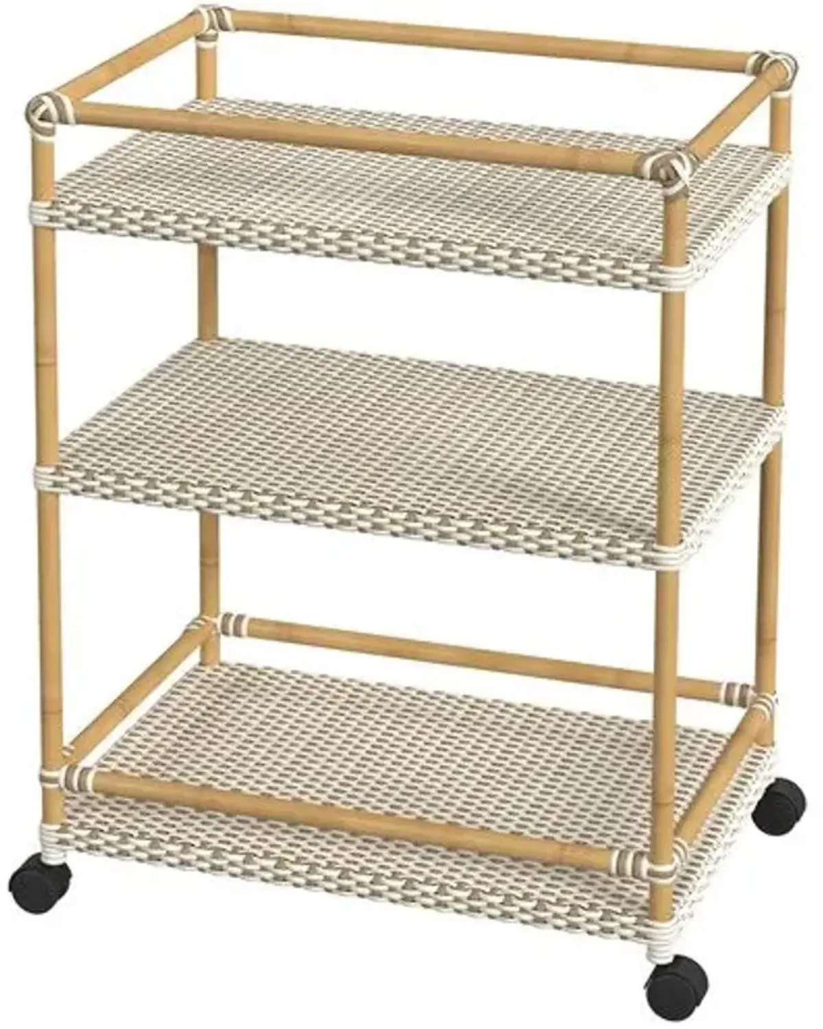 Kye Rattan Outdoor 3-Tier Bar Cart - Beige