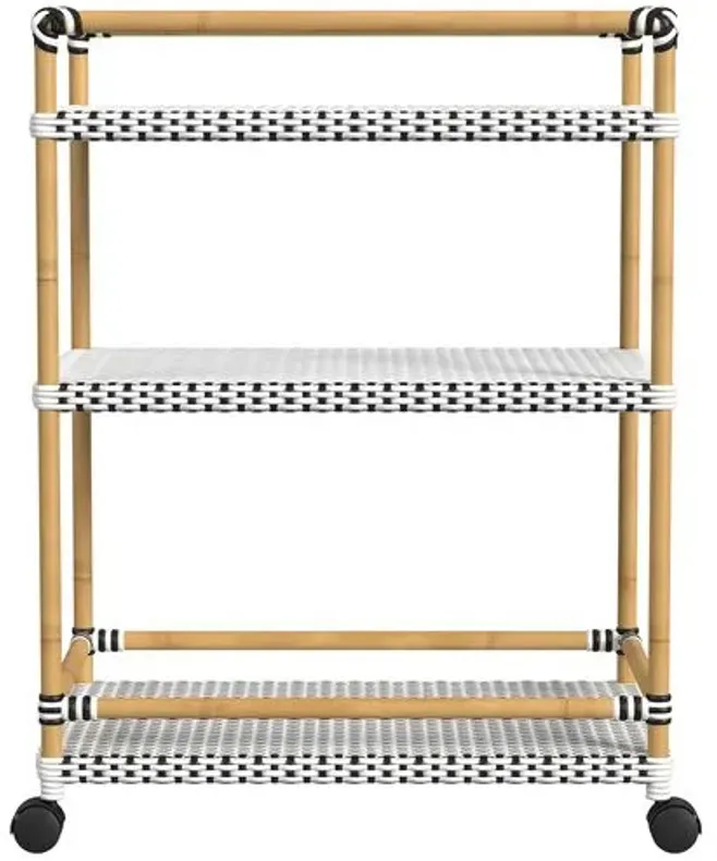 Kye Rattan Outdoor 3-Tier Bar Cart - White