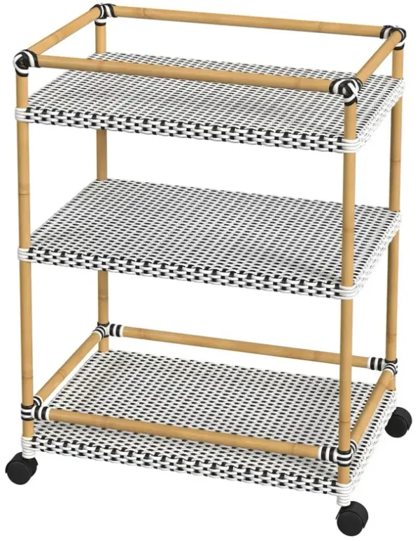 Kye 24" Outdoor 3-Tier Rattan Bar Cart
