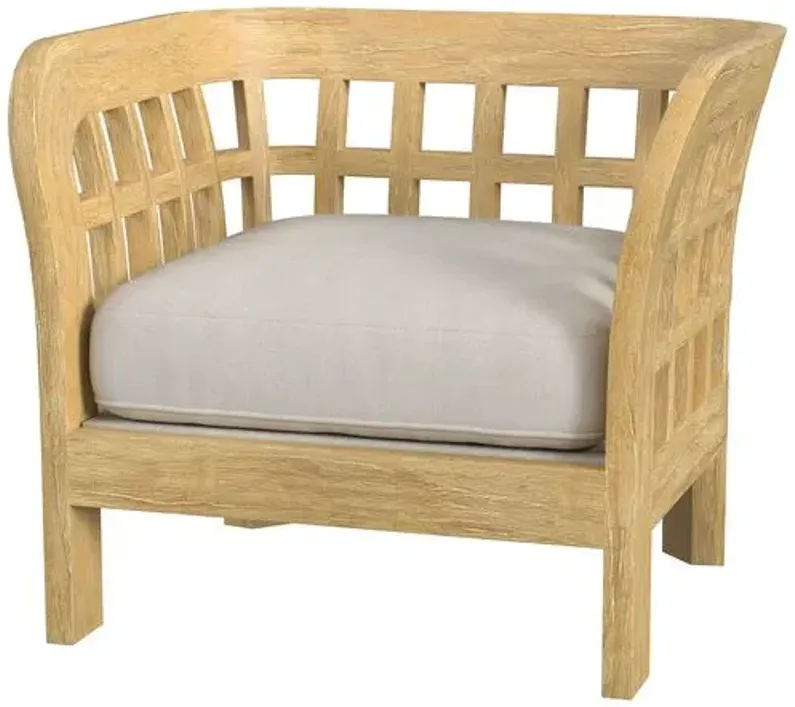 Shelly Teak Outdoor Lounge Chair - Natural - Ivory