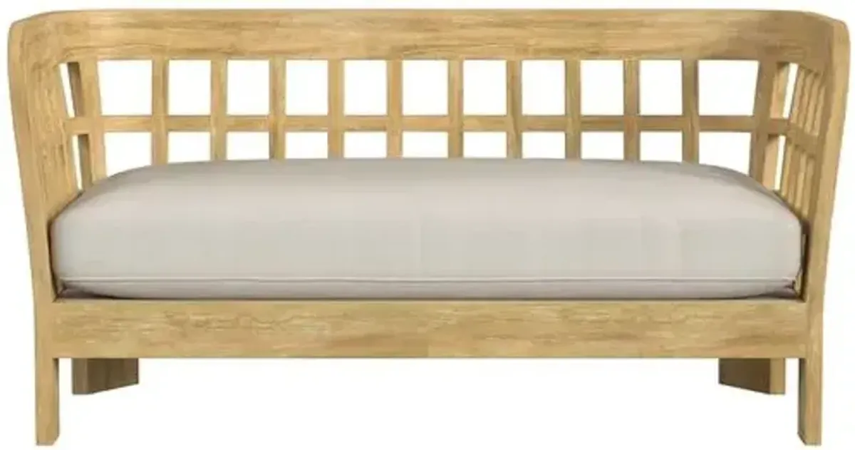 Shelly Teak Outdoor Loveseat - Natural - Ivory