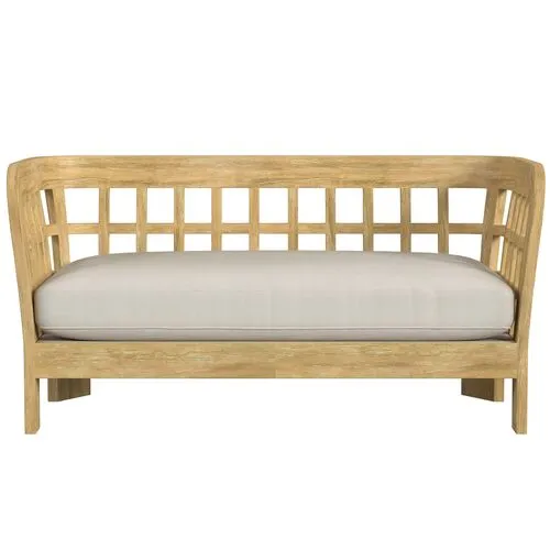 Shelly Teak Outdoor Loveseat - Natural - Ivory