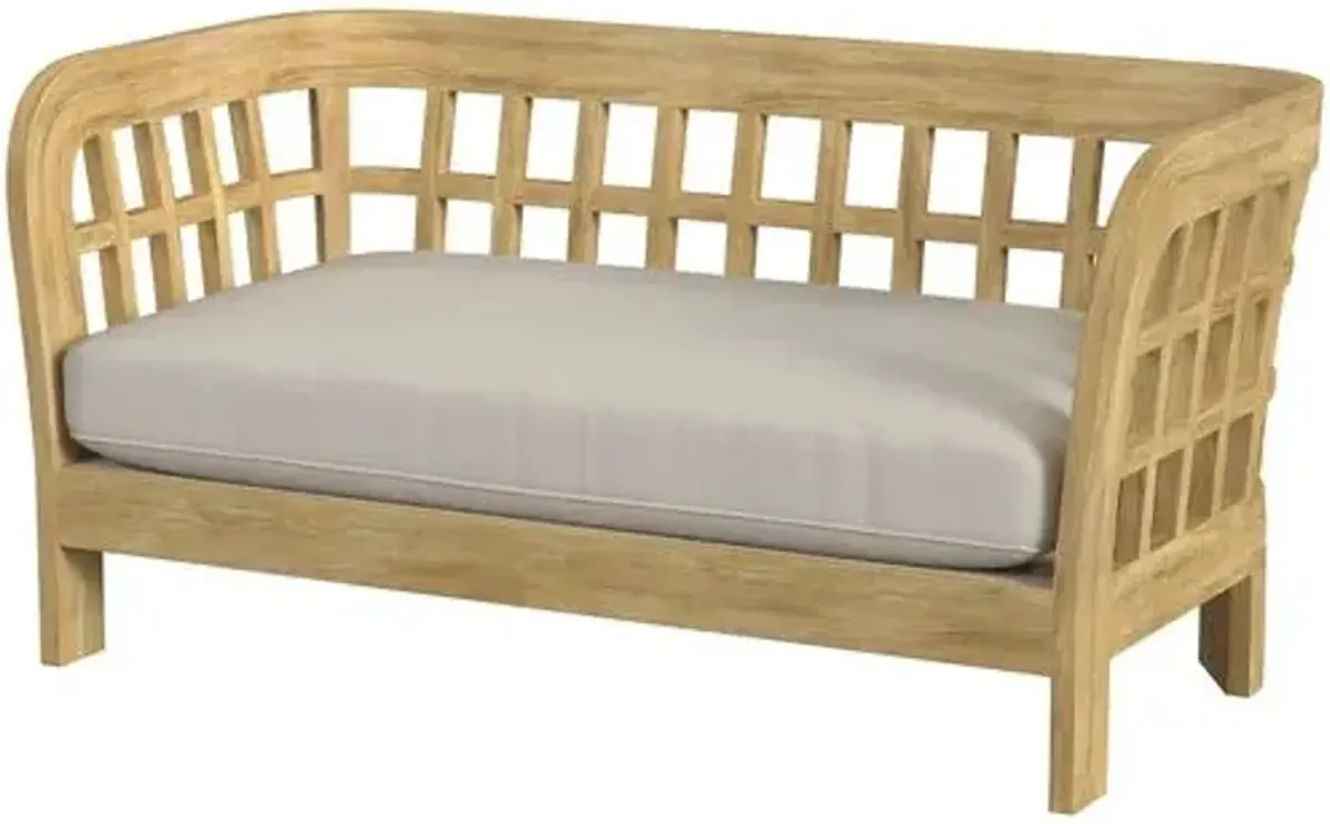 Shelly Teak Outdoor Loveseat - Natural - Ivory