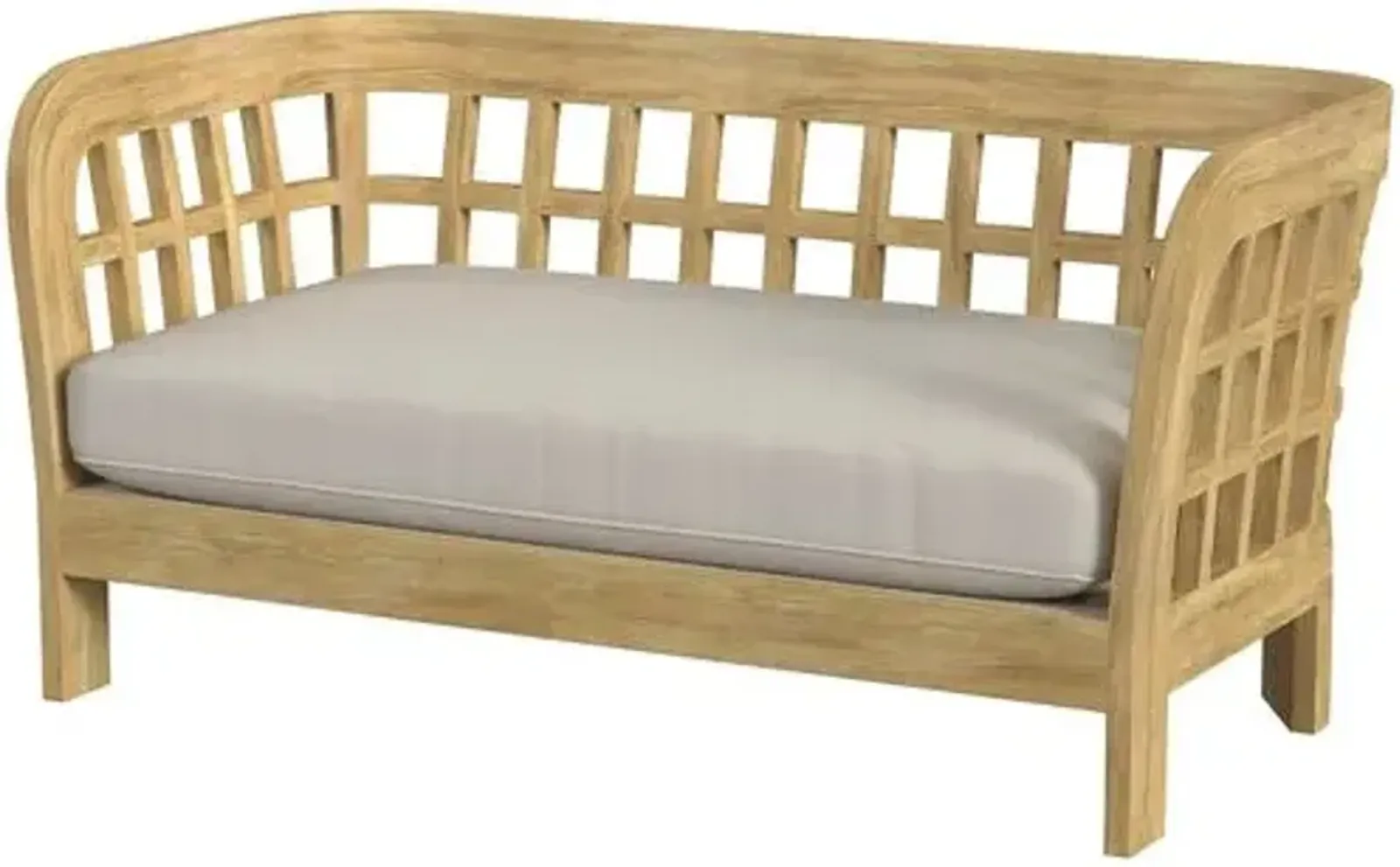 Shelly Teak Outdoor Loveseat - Natural - Ivory