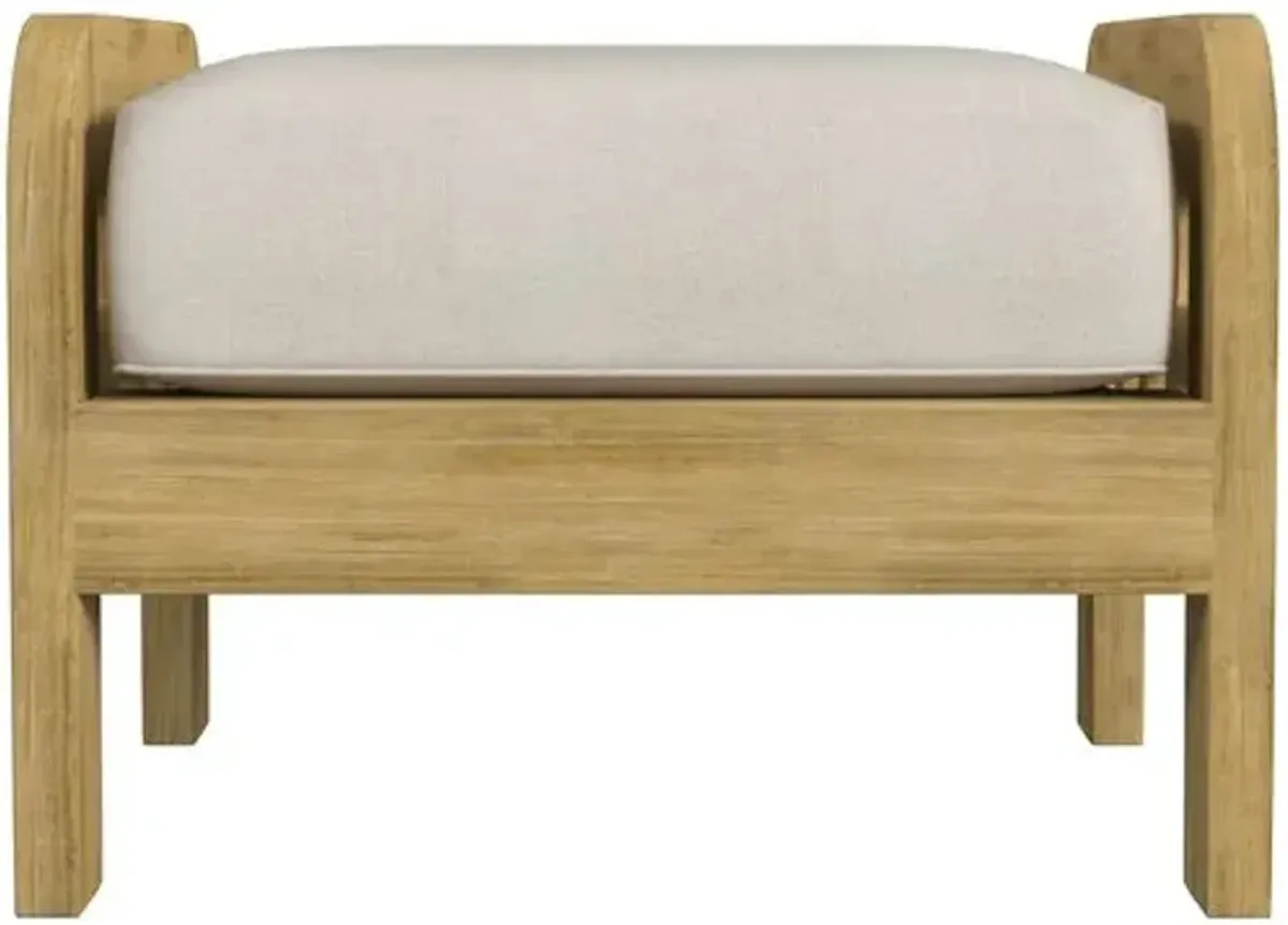 Shelly Teak Outdoor Ottoman - Natural - Ivory