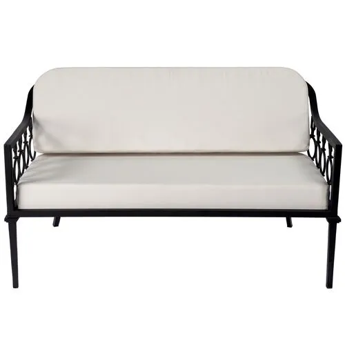 Mariza Iron Outdoor Loveseat - Black