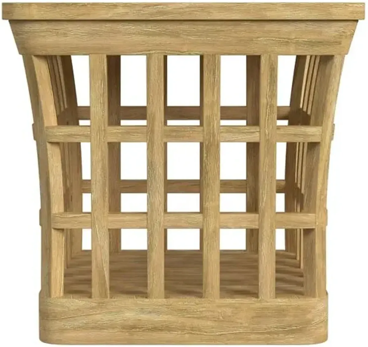 Shelly Outdoor End Table - Natural Teak/Marble - Ivory