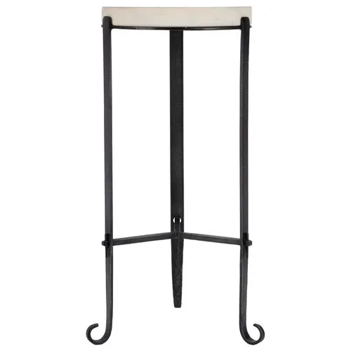 Marlow Round Marble Top Side Table - Black/White